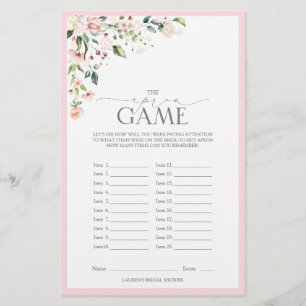 Elegantes Rosa Aquarell Brautparty Spiel