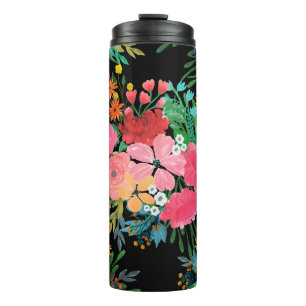 Elegantes rosa Aquarell Floral Bouquet Design Thermosbecher