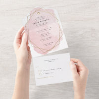 Elegantes rosa Aquarell Gold Rahmen Bat Mitzvah