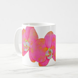 Elegantes rosa Aquarell Orchid Gemälde Kaffeetasse
