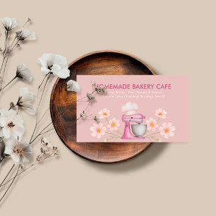 Elegantes rosa Aquarellbäckerei Logo Floral Visitenkarte