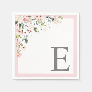 Elegantes rosa Aquarellfarben Erste Monogramm Serviette