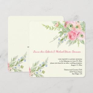 Elegantes rosa Aquarellpapier Rose Hochzeiten Einladung