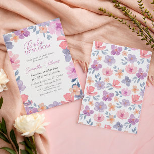 Elegantes Rosa Baby In Bloom Florales Einladung