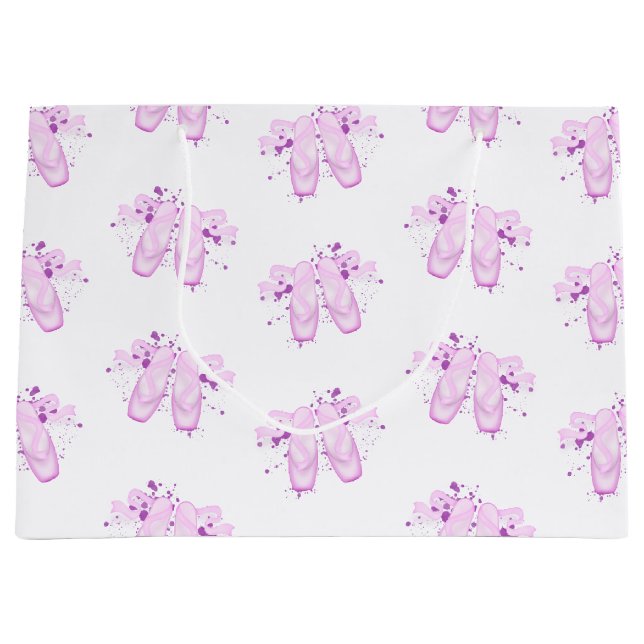 Elegantes rosa Ballett Geburtstag Pointe Schuhe Große Geschenktüte (Vorderseite)