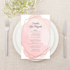 Elegantes rosa Bat Mitzvah Party Paper Menu Flyer
