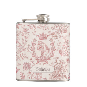 Elegantes Rosa Beige Reittiere Name der Florentine Flachmann