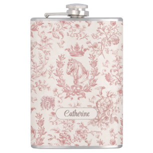 Elegantes Rosa Beige Reittiere Name der Florentine Flachmann