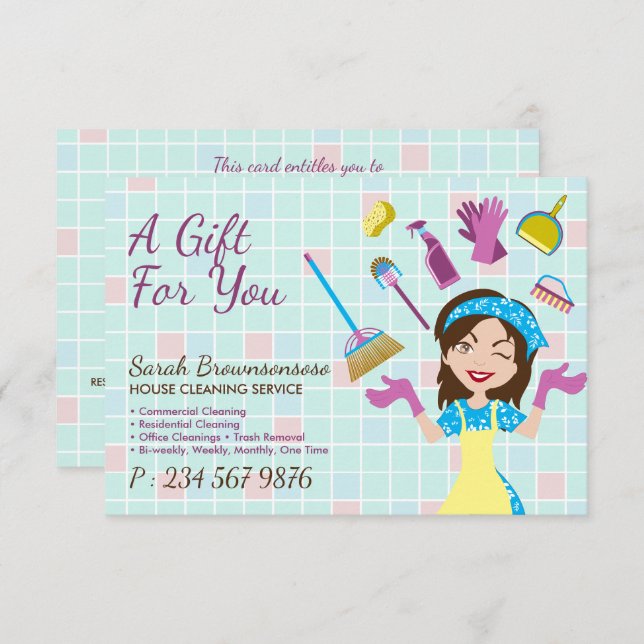 Elegantes Rosa Blau Reinigung Niedlich Maid Janito (Vorne/Hinten)