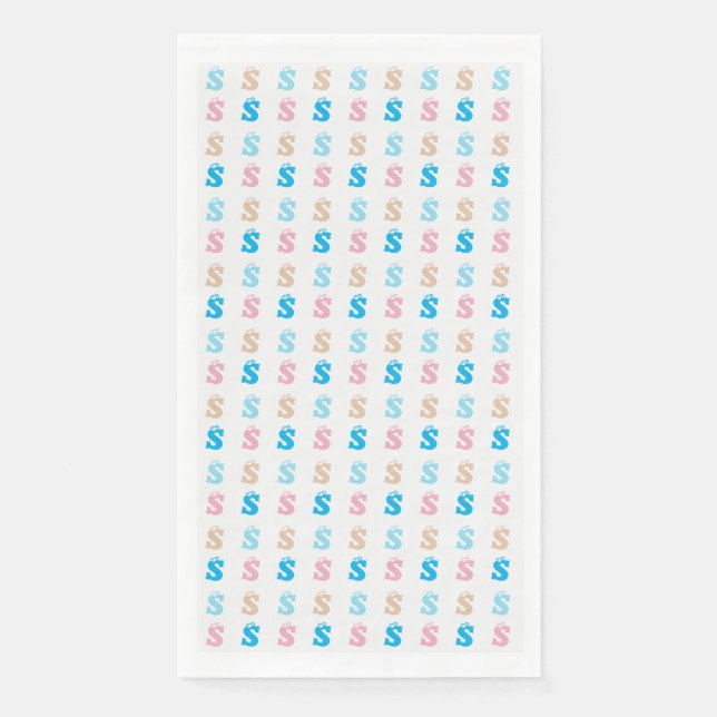 Elegantes rosa blaues Mit Monogramm Zeichensymbol Serviette (Vorderseite)