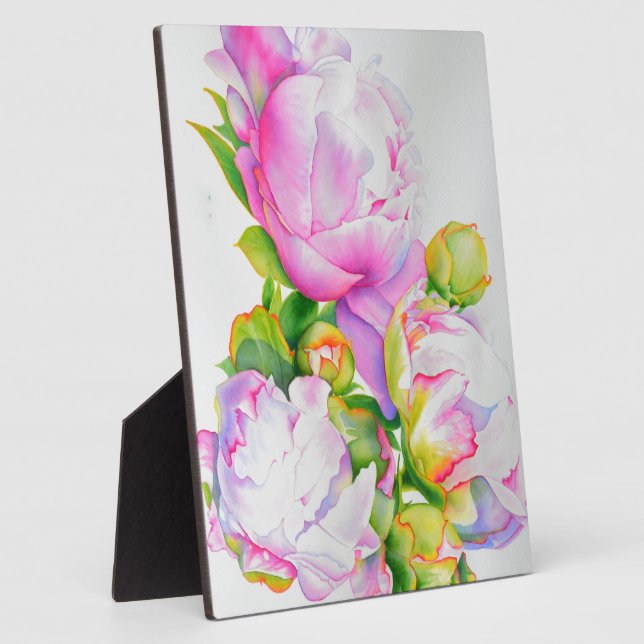 Elegantes rosa, blühendes Aquarellbild Fotoplatte (Seite)