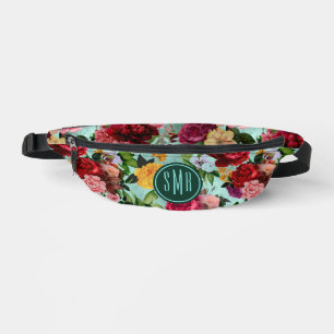 Elegantes rosa Blume Aqua Mustermonogramm gedruckt Bauchtasche