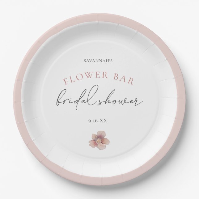 Elegantes Rosa Blume Bar Pappteller (Vorderseite)