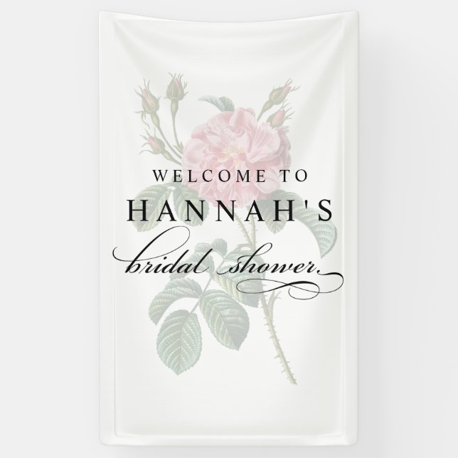 Elegantes rosa Blume Brautparty Banner (Vertikal)