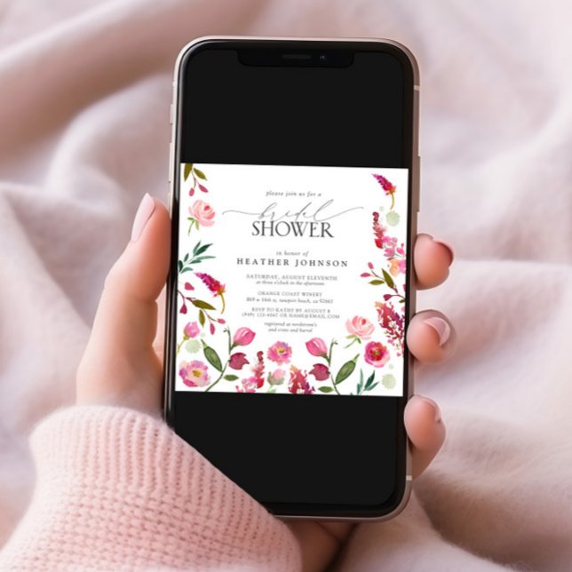 Elegantes rosa Blume Brautparty Einladung (Von Creator hochgeladen)