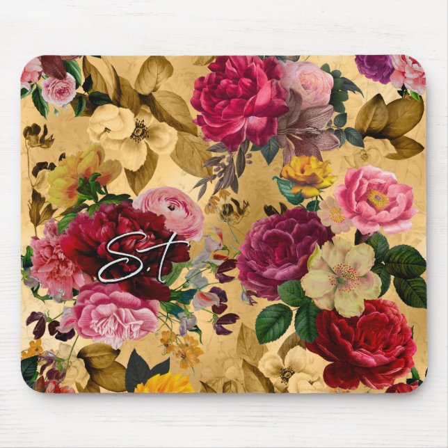 Elegantes rosa Blume, gelb Mousepad (Vorne)