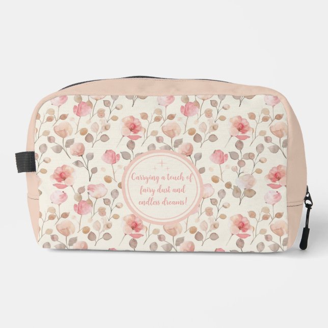 Elegantes rosa Blume Muster Waschbeutel (Vorderseite)