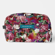 Elegantes rosa Blume rotes Muster Monogramm