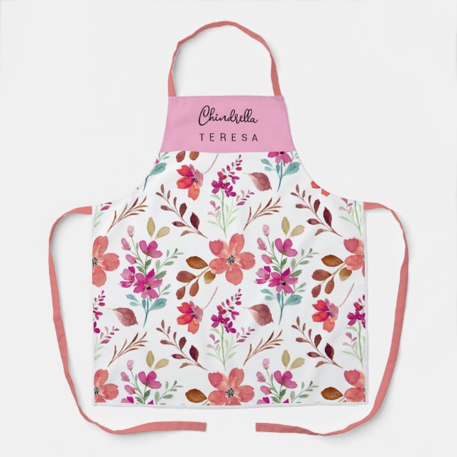 Elegantes rosa Blumen-Garten-Blüten-Design Schürze (Vorderseite)