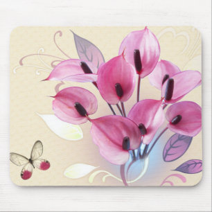 elegantes rosa Blumen Mousepad