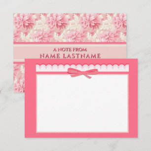 Elegantes rosa Blumen- & Schleifen-Geschenk für si Mitteilungskarte