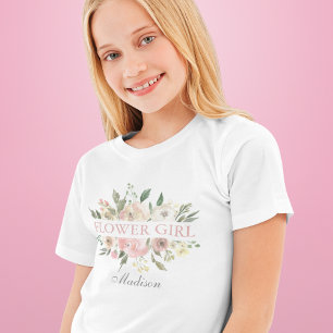 Elegantes Rosa Blumenblume Mädchen Kinder T-Shirt