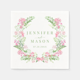 Elegantes rosa Blumengarten SommerWedding Paper Serviette