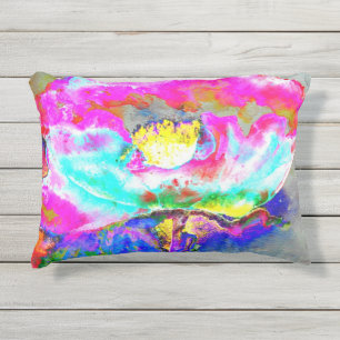 Elegantes rosa Blumengemälde Mohnfarben Kissen Für Draußen