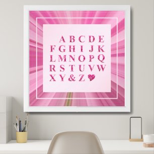 Elegantes Rosa Blumengesteck, Alphabet & Herz Poster