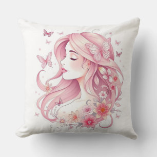 Elegantes Rosa Blumenkissen   Soft & Stylish H Kissen