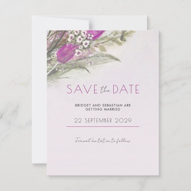 Elegantes Rosa Blumenladen Save the Date einladen (Vorderseite)