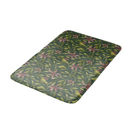 Elegantes rosa Blumenmuster auf dunklem Hintergrun Badematte