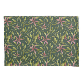 Elegantes rosa Blumenmuster auf dunklem Hintergrun Kissenbezug
