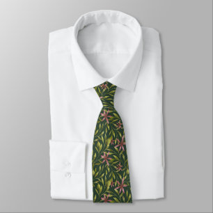 Elegantes rosa Blumenmuster auf dunklem Hintergrun Krawatte