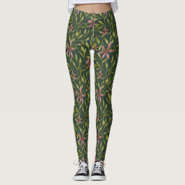 Elegantes rosa Blumenmuster auf dunklem Hintergrun Leggings