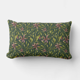 Elegantes rosa Blumenmuster auf dunklem Hintergrun Lendenkissen