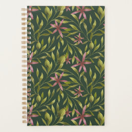 Elegantes rosa Blumenmuster auf dunklem Hintergrun Planer