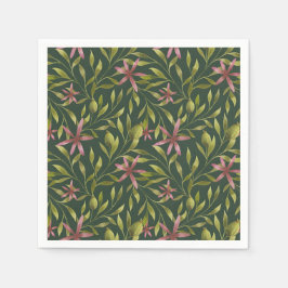 Elegantes rosa Blumenmuster auf dunklem Hintergrun Serviette