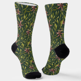 Elegantes rosa Blumenmuster auf dunklem Hintergrun Socken