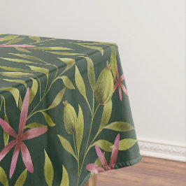 Elegantes rosa Blumenmuster auf dunklem Hintergrun Tischdecke