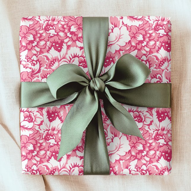 Elegantes rosa Blumenmuster Girly Chic Geschenkpapier (Von Creator hochgeladen)