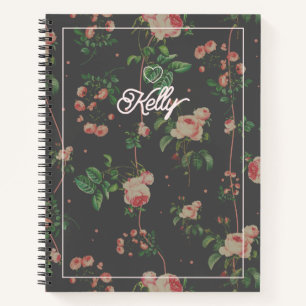 Elegantes rosa Blumenmuster Personalisiert Notizbuch
