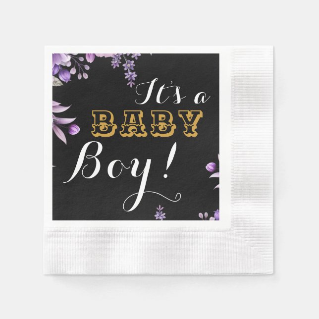 Elegantes rosa Blumenpapier für Baby Boy Dusche Pa Serviette (Vorderseite)
