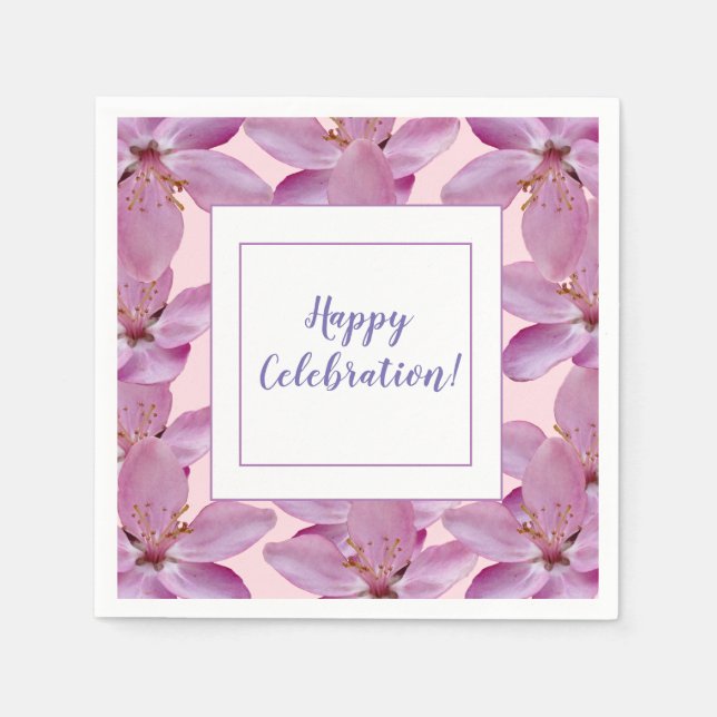 Elegantes rosa Blumenpapier Napkins Serviette (Vorderseite)