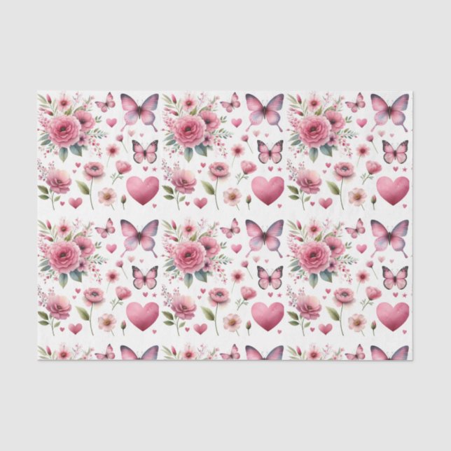 Elegantes rosa Blumenpapier Seidenpapier (Vorderseite)