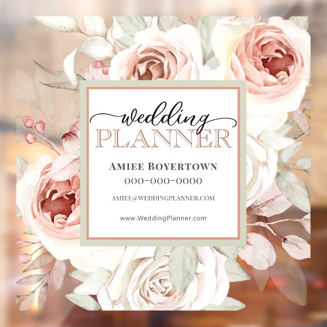 Elegantes rosa Blumenplaner-Fenster Fensteraufkleber (Blatt 2)