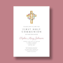 Elegantes Rosa Blumenreath Cross Erste Kommune