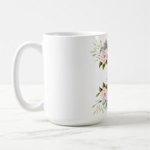 Elegantes rosa Blumenreath-Monogramm 25. Kaffeetasse