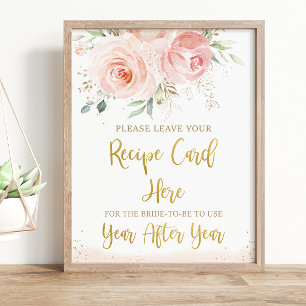 Elegantes Rosa Blumenrezept für Bride Sign Poster