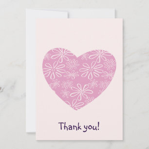 Elegantes Rosa Blush Blume Herz Danke Karte